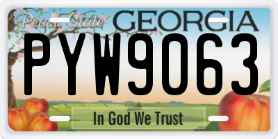 GA license plate PYW9063