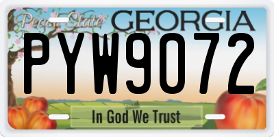 GA license plate PYW9072