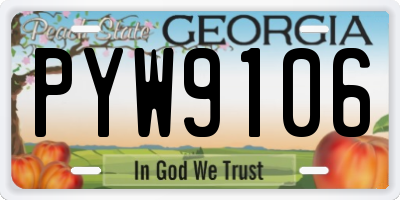 GA license plate PYW9106