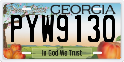 GA license plate PYW9130