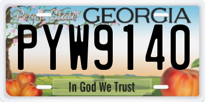 GA license plate PYW9140