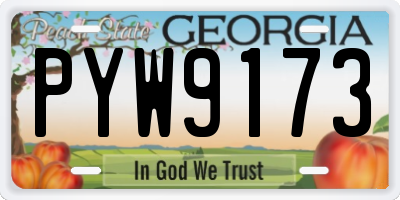 GA license plate PYW9173