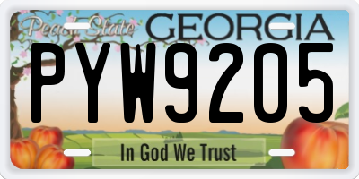 GA license plate PYW9205