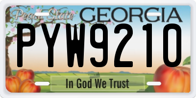 GA license plate PYW9210