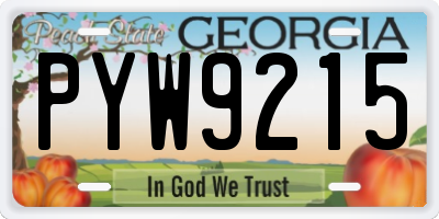 GA license plate PYW9215