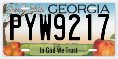 GA license plate PYW9217