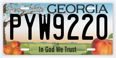GA license plate PYW9220