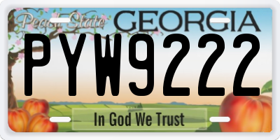 GA license plate PYW9222