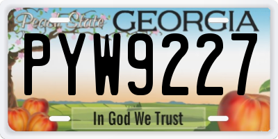 GA license plate PYW9227