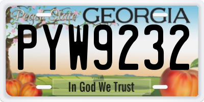 GA license plate PYW9232