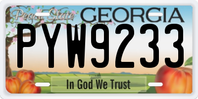 GA license plate PYW9233