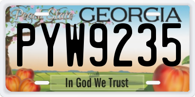 GA license plate PYW9235