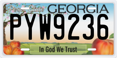 GA license plate PYW9236