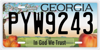 GA license plate PYW9243