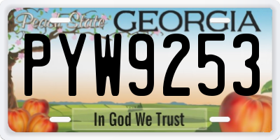 GA license plate PYW9253