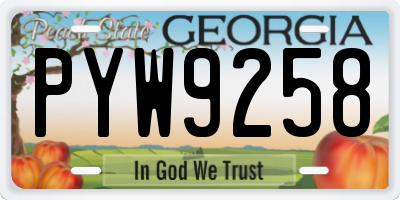 GA license plate PYW9258