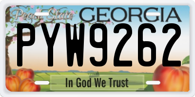 GA license plate PYW9262