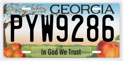 GA license plate PYW9286