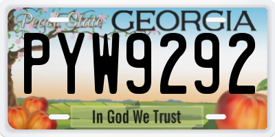 GA license plate PYW9292
