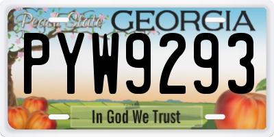 GA license plate PYW9293