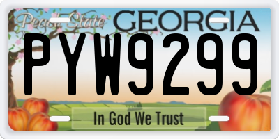 GA license plate PYW9299