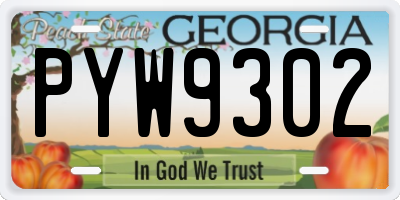 GA license plate PYW9302