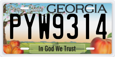 GA license plate PYW9314