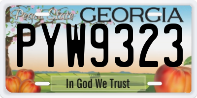 GA license plate PYW9323