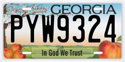 GA license plate PYW9324