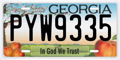 GA license plate PYW9335