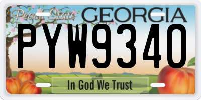 GA license plate PYW9340