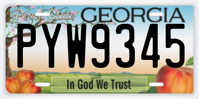 GA license plate PYW9345