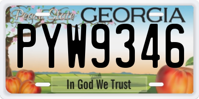 GA license plate PYW9346