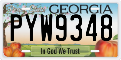 GA license plate PYW9348