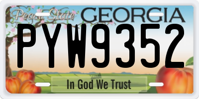 GA license plate PYW9352
