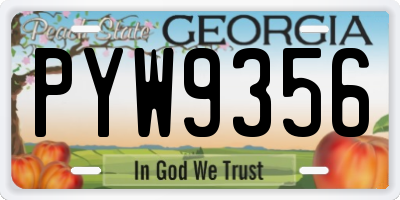 GA license plate PYW9356