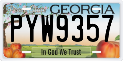 GA license plate PYW9357