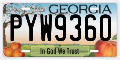 GA license plate PYW9360
