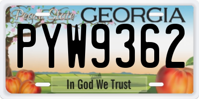 GA license plate PYW9362