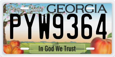 GA license plate PYW9364