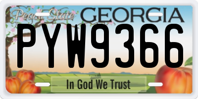 GA license plate PYW9366