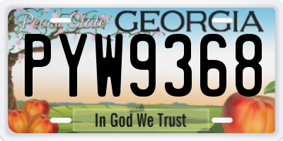 GA license plate PYW9368