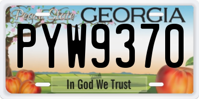 GA license plate PYW9370