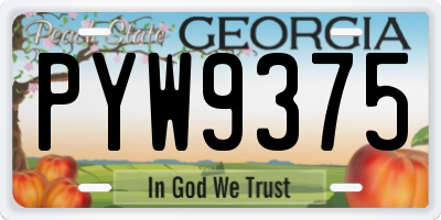 GA license plate PYW9375