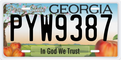 GA license plate PYW9387