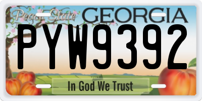 GA license plate PYW9392