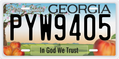 GA license plate PYW9405