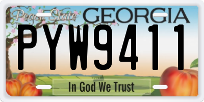 GA license plate PYW9411
