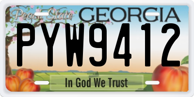 GA license plate PYW9412