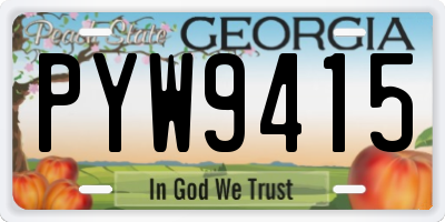 GA license plate PYW9415